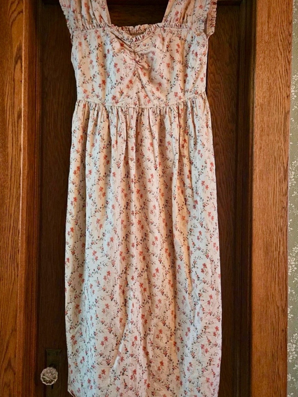 Christy Dawn Cream Floral Midi Dress with Red Bouquet Print